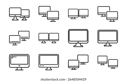 Computer monitor icons in a minimalist style representing technology and digital displays.