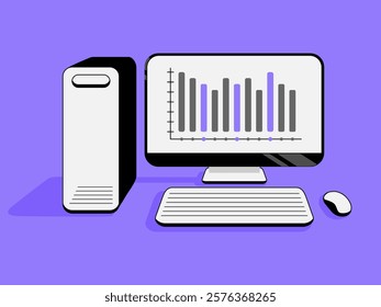 computer monitor and computer illustration vector.