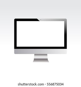 Computer monitor iMac with blank screen on white background. Apple device mockup. Vector illustration