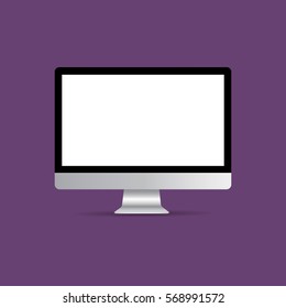 Computer monitor iMac with blank screen. Apple device mockup. Vector illustration