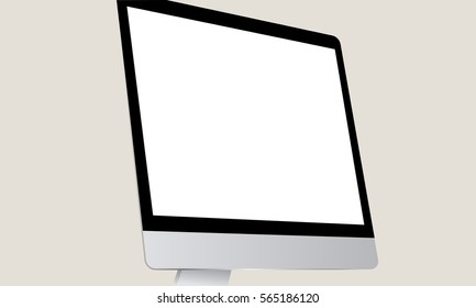 Computer monitor iMac mockup with blank screen. Vector illustration