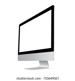 Computer monitor iMac screen mockup - 3/4 right perspective view. Vector illustration