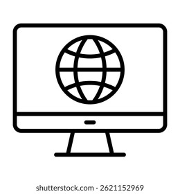 Computer monitor with internet globe icon	
