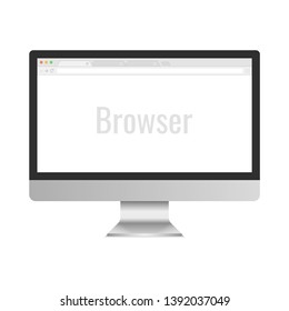 Computer monitor Isolated on background. Open blank browser. Vector illustration.