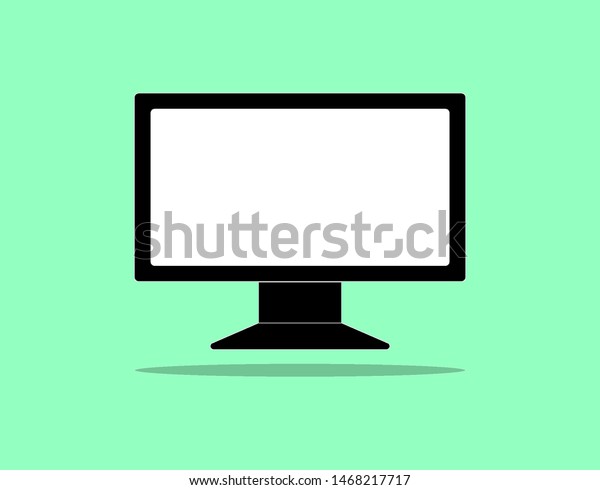 Computer Monitor isolated on green\
background Vector\
illustration.