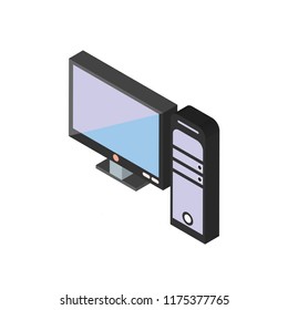 Computer monitor isometric left top view 3D icon