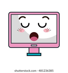 computer monitor kawaii cartoon