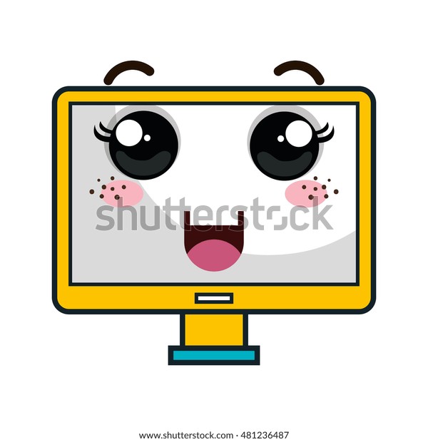 Computer Monitor Kawaii Cartoon Stock Vector (Royalty Free) 481236487 ...