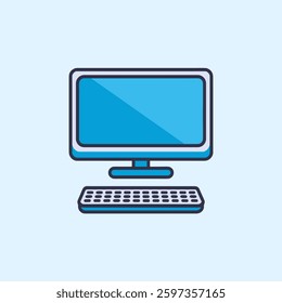 A computer monitor and keyboard arranged neatly, isolated on a plain background, representing a modern workstation setup.