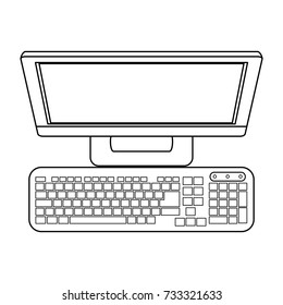 Computer Monitor Keyboard Blank Screen Topview Stock Vector (Royalty ...