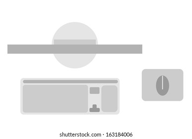 Computer with monitor, keyboard and mouse