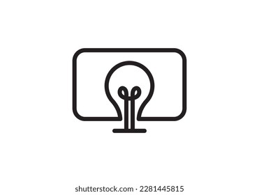 computer monitor with lamp logo simple creative linear symbol vector design