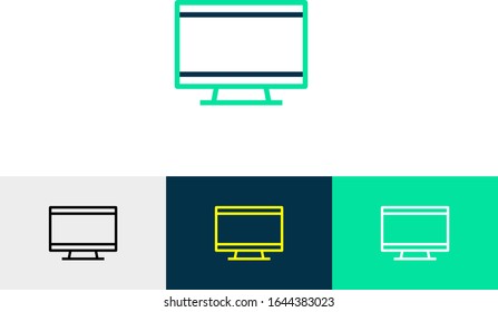 Computer monitor line art icon vector 