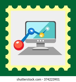 Computer monitor with line graph