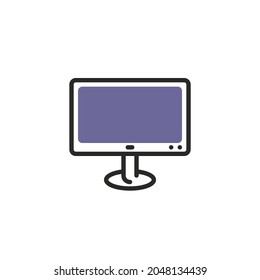Computer monitor line icon. linear style sign for mobile concept and web design. Desktop PC screen outline vector icon. Symbol, logo illustration. Vector graphics