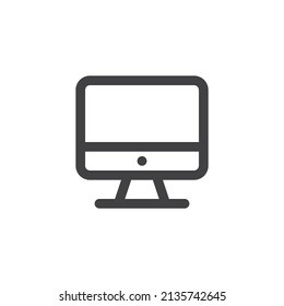 Computer Monitor Line Icon. Linear Style Sign For Mobile Concept And Web Design. Desktop Computer Outline Vector Icon. Symbol, Logo Illustration. Vector Graphics