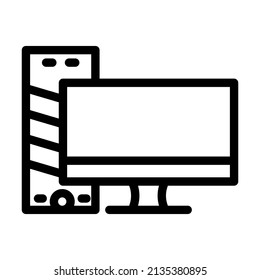 computer with monitor line icon vector. computer with monitor sign. isolated contour symbol black illustration