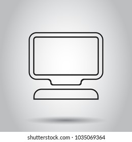 Computer, monitor in line style icon. Vector illustration on isolated background. Business concept computer pictogram.