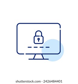 Computer monitor, lock and password. Pixel perfect, editable stroke