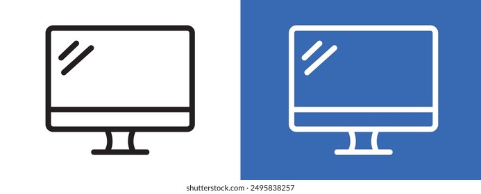 Computer monitor logo sign set vector outline