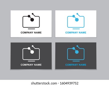 Computer monitor logo template. Coding school vector design. Computer science logotype