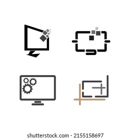 Computer Monitor Logo Vector Illustration Icon Design