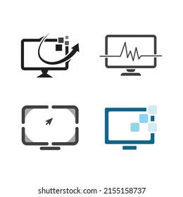 Computer Monitor Logo Vector Illustration Icon Design