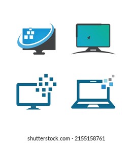 Computer Monitor Logo Vector Illustration Icon Design