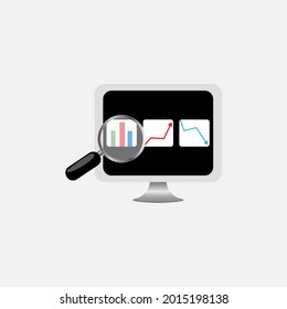 computer monitor with magnifier, vector illustration