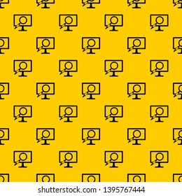 Computer monitor magnifying glass pattern seamless vector repeat geometric yellow for any design