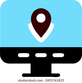 Computer monitor with a map pin is used as an accessory