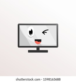 computer monitor mascot expressions design vector