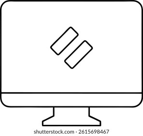Computer Monitor Minimalist Icon Flat Design Illustration