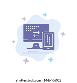 Computer, Monitor, Mobile, Cell Blue Icon on Abstract Cloud Background