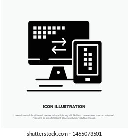 Computer, Monitor, Mobile, Cell Solid Black Glyph Icon. Vector Icon Template background