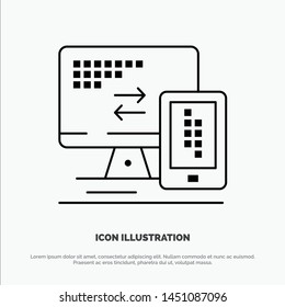 Computer, Monitor, Mobile, Cell Vector Line Icon