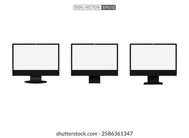 Computer monitor mockup with blank screen. vector template