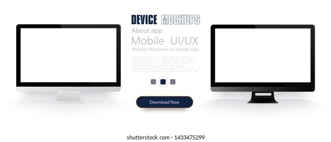 Computer monitor mockup  with blank white screen isolated. Web design concept to showcasing your web projects. Vector illustration