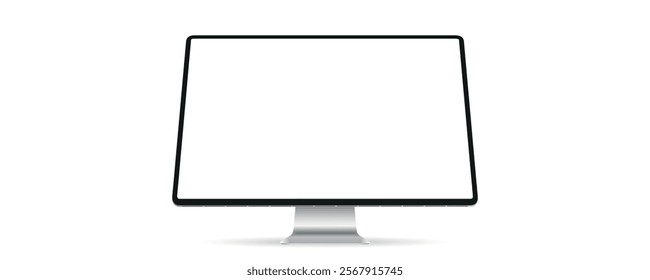 Computer monitor mockup. Computer monitor display with empty screen isolated on transparent background.