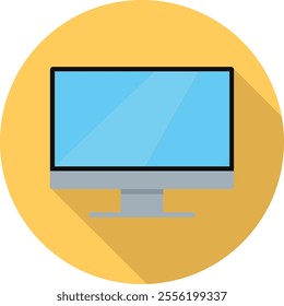 Computer monitor, modern computer monitor isolated on yellow background with shadow. Vector, design illustration. Vector.