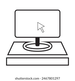 computer monitor with mouse arrow, vector icon