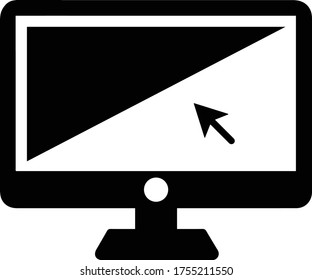Computer monitor or mouse click icon, black color vector