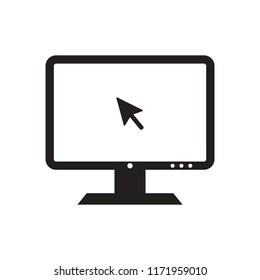 Computer, monitor with mouse cursor vector icon illustration