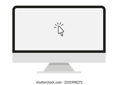 Computer monitor with mouse cursor. Vector illustration