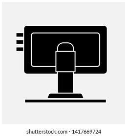 Computer Monitor Notebook Laptop, Television Backside. Icon Vector Illustration. isolated, monochrome