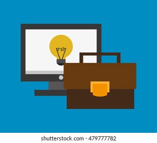 computer monitor and office related items icon