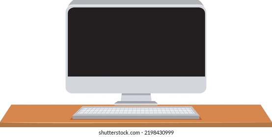 Computer Monitor On Desk Illustration