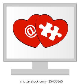 computer monitor with online dating or love concept