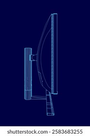 A computer monitor outline. The monitor is a high-quality device with a sleek design and a modern look. Side view