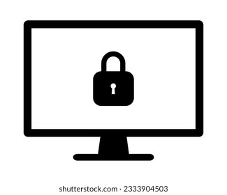 Computer monitor and padlock icon.